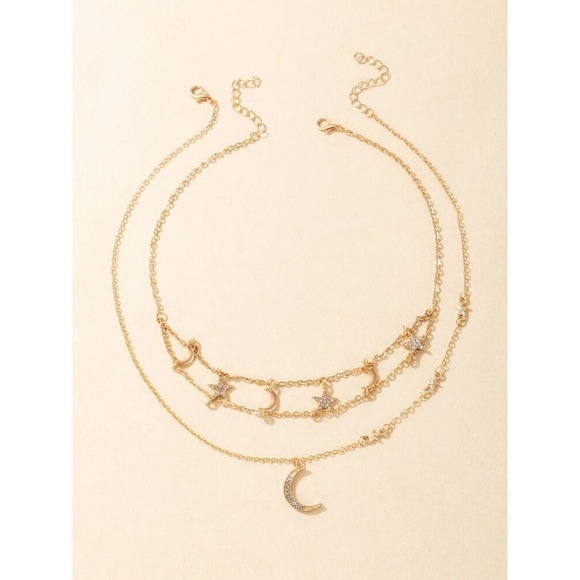 Moon and Stars 2 Piece Charm Necklace - Picture 4 of 5